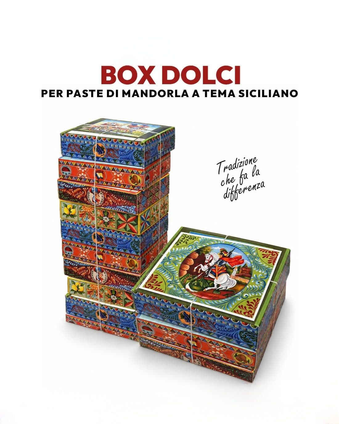 Scatole Box Dolci a Tema Siciliano per Paste di Mandorla